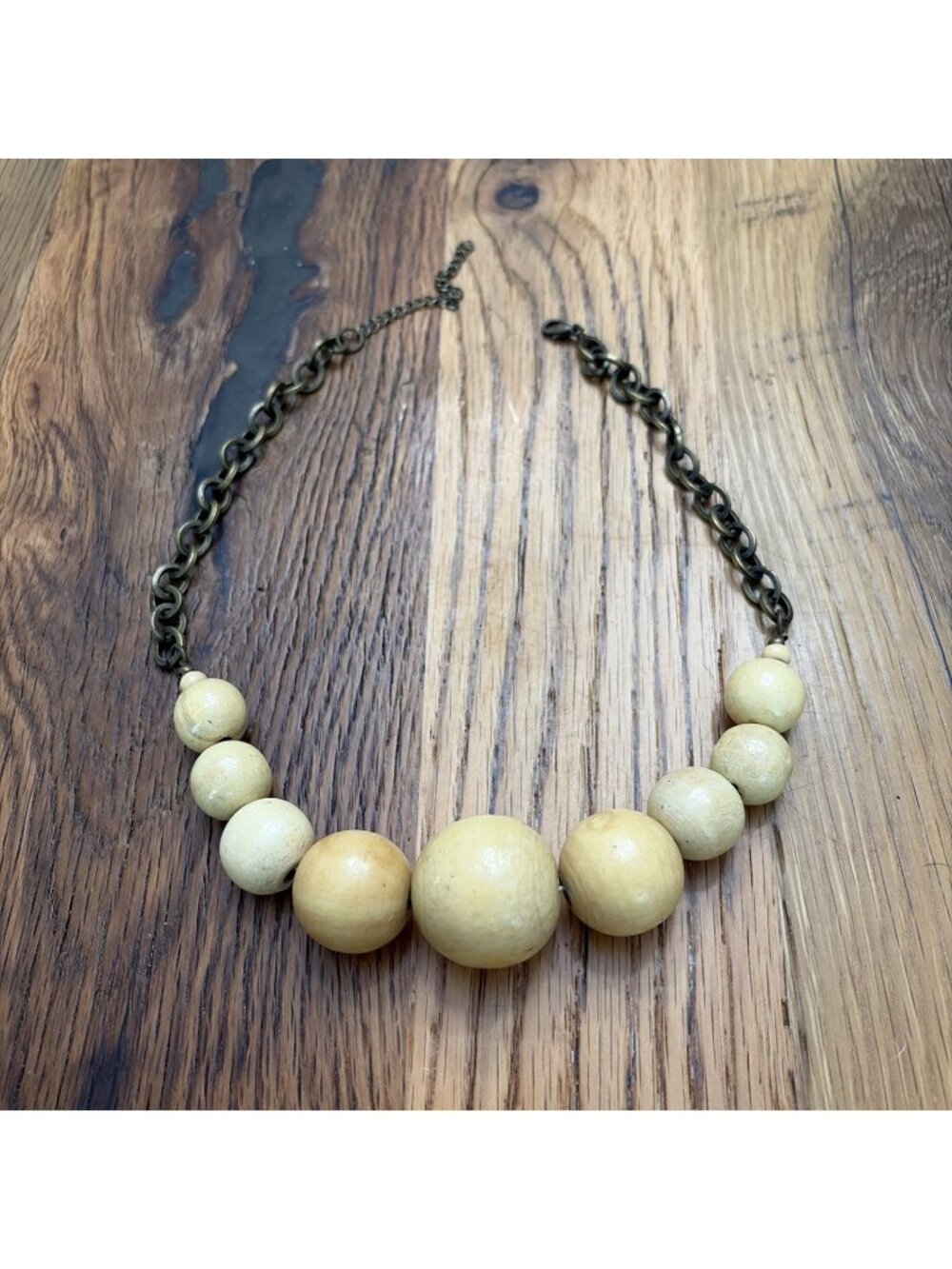 Wooden Beaded Ball Chain Costume Jewelry